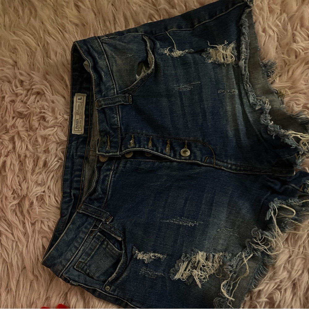 Papaya Dark Blue Distressed Denim Shorts
